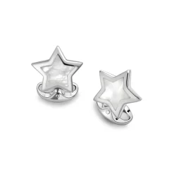 Sterling Silver Star Cufflinks With Mother-of-Pearl Inlay