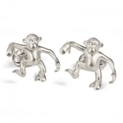 Sterling Silver 'Steve' Dancing Monkey Cufflinks