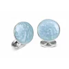 Sterling Silver Summer Haze Enamel Cufflinks in Pale Blue