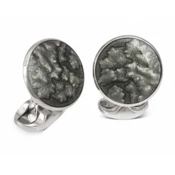 Sterling Silver Summer Haze Enamel Cufflinks in Dark Grey