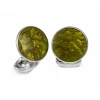 Sterling Silver Summer Haze Enamel Cufflinks in Olive Green