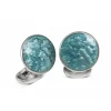 Sterling Silver Summer Haze Enamel Cufflinks in Turquoise