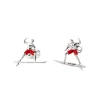 Sterling Silver Surfer Cufflinks With Red Enamel Shorts