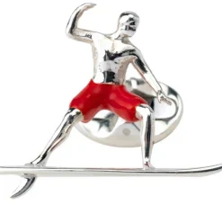 Sterling Silver Surfer Cufflinks With Red Enamel Shorts