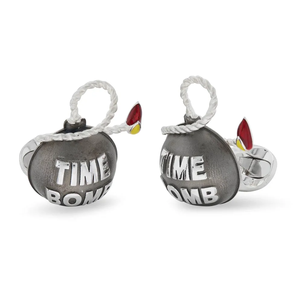 Sterling Silver Time Bomb Cufflinks