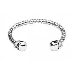 Sterling Silver Torque Skull Bangle