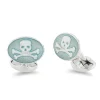 Sterling Silver Turquoise Skull And Cross Bones Enamel Cufflinks