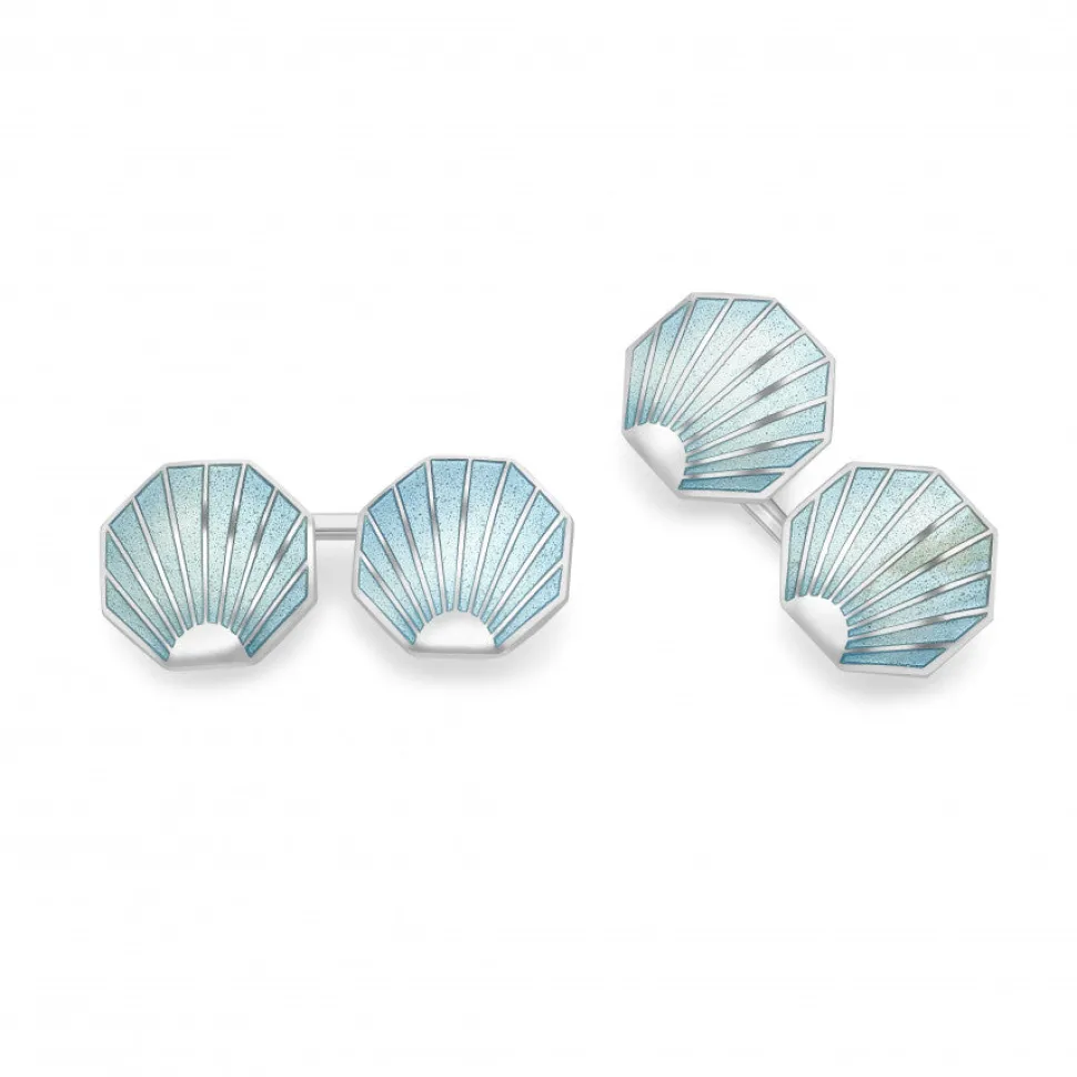 Sterling Silver Turquoise Shell Vitreous Enamel Cufflinks