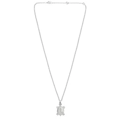 Sterling Silver Turtle Pendant with Sapphire Eyes