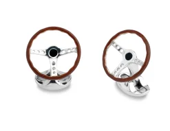 Sterling Silver Vintage Steering Wheel Cufflinks