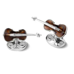 Sterling Silver Violin Cufflinks