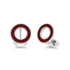 Sterling Silver Vitreous Enamel Shagreen Cufflinks - Red Cufflinks