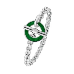 Sterling Silver Vitreous Enamel Faceted Bracelet - Green Cufflinks