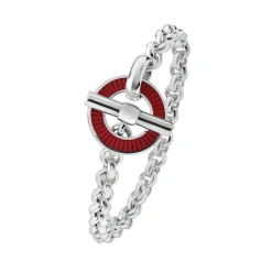 Sterling Silver Vitreous Enamel Shagreen Bracelet - Red Cufflinks