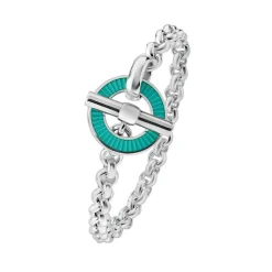 Sterling Silver Vitreous Enamel Faceted Bracelet - Light Blue