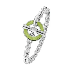 Sterling Silver Vitreous Enamel Faceted Bracelet - Lime Green