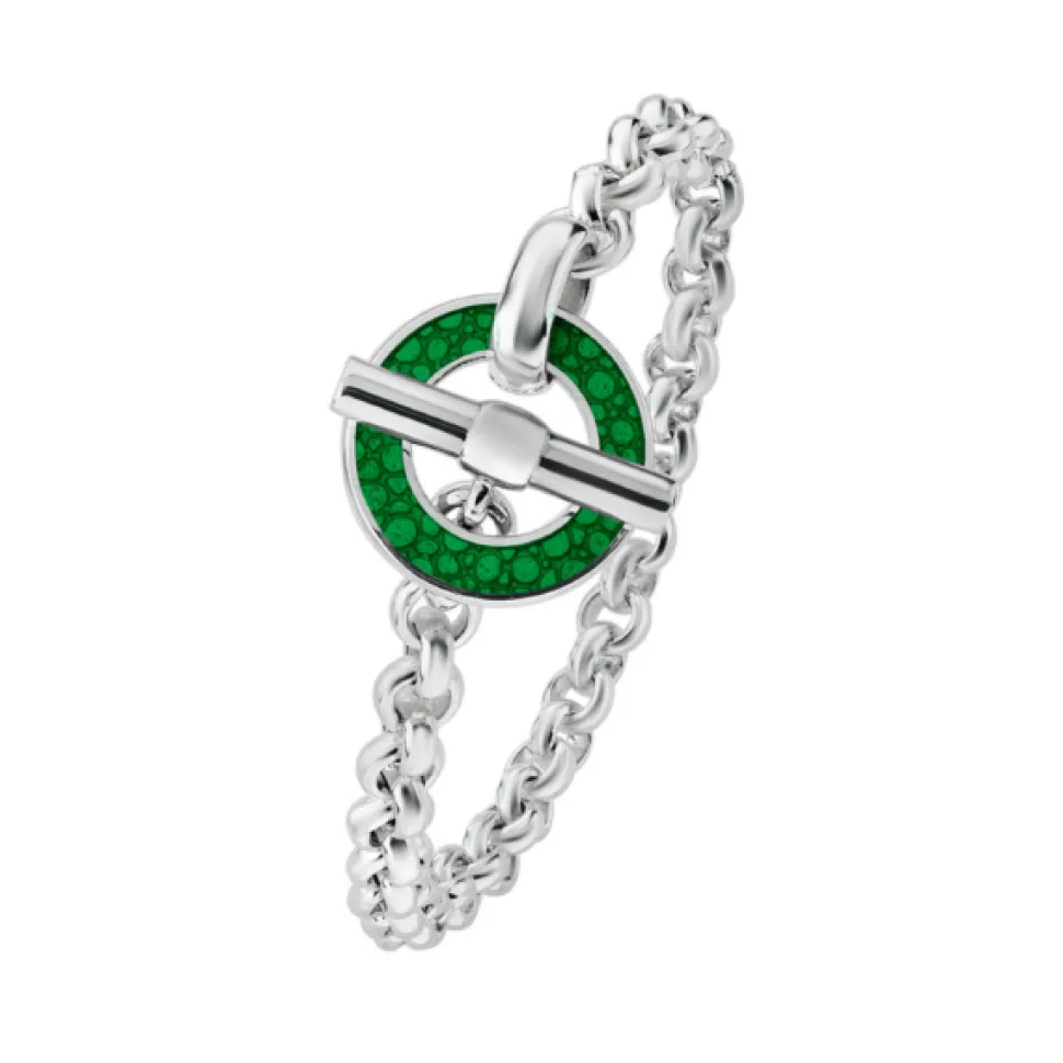 Sterling Silver Vitreous Enamel green Bracelet
