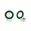 Sterling Silver Vitreous Enamel Shagreen Cufflinks - Green Cufflinks