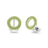 Sterling Silver Vitreous Enamel Faceted Cufflinks - Lime Green