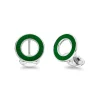Sterling Silver Vitreous Enamel Faceted Cufflinks - Green Cufflinks