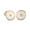 Sterling Silver White Mother-of-Pearl Cufflinks with a Yellow Sapphire