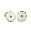 Sterling Silver White Mother-of-Pearl Cufflinks with a Blue Sapphire G