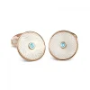 Sterling Silver White Mother-of-Pearl Cufflinks with Aquamarine Gemsto