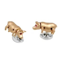 Sterling Silver Wiggling Pig Cufflinks