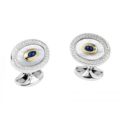 Sterling Silver Wreath Cufflinks with 18ct Gold, Mother-of-Pearl & Sap