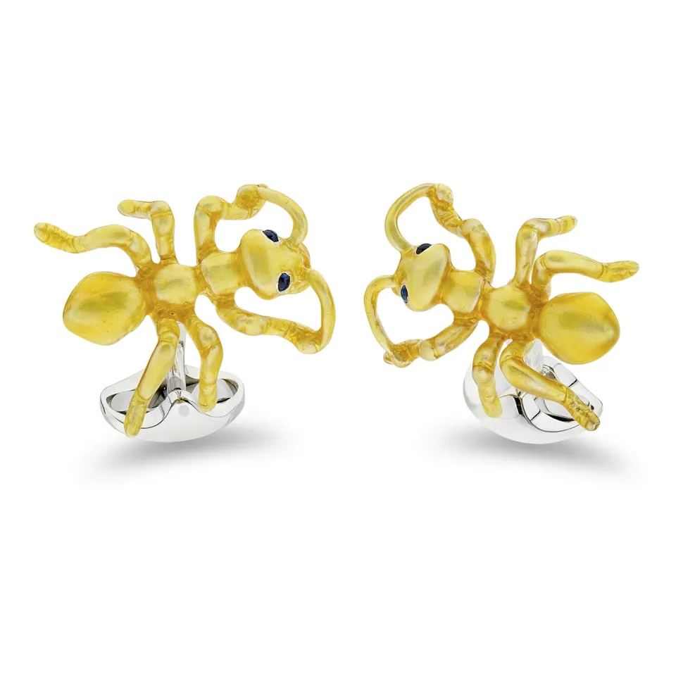 Sterling Silver Yellow Ant Cufflinks