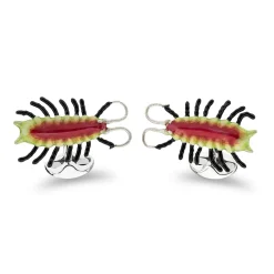 Sterling Silver Yellow And Red Centipede Cufflinks