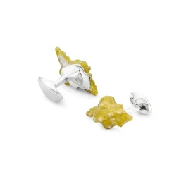 Sterling Silver Yellow Enamel Seashell Cufflinks