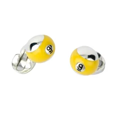 Sterling Silver Yellow Pool Ball Cufflinks