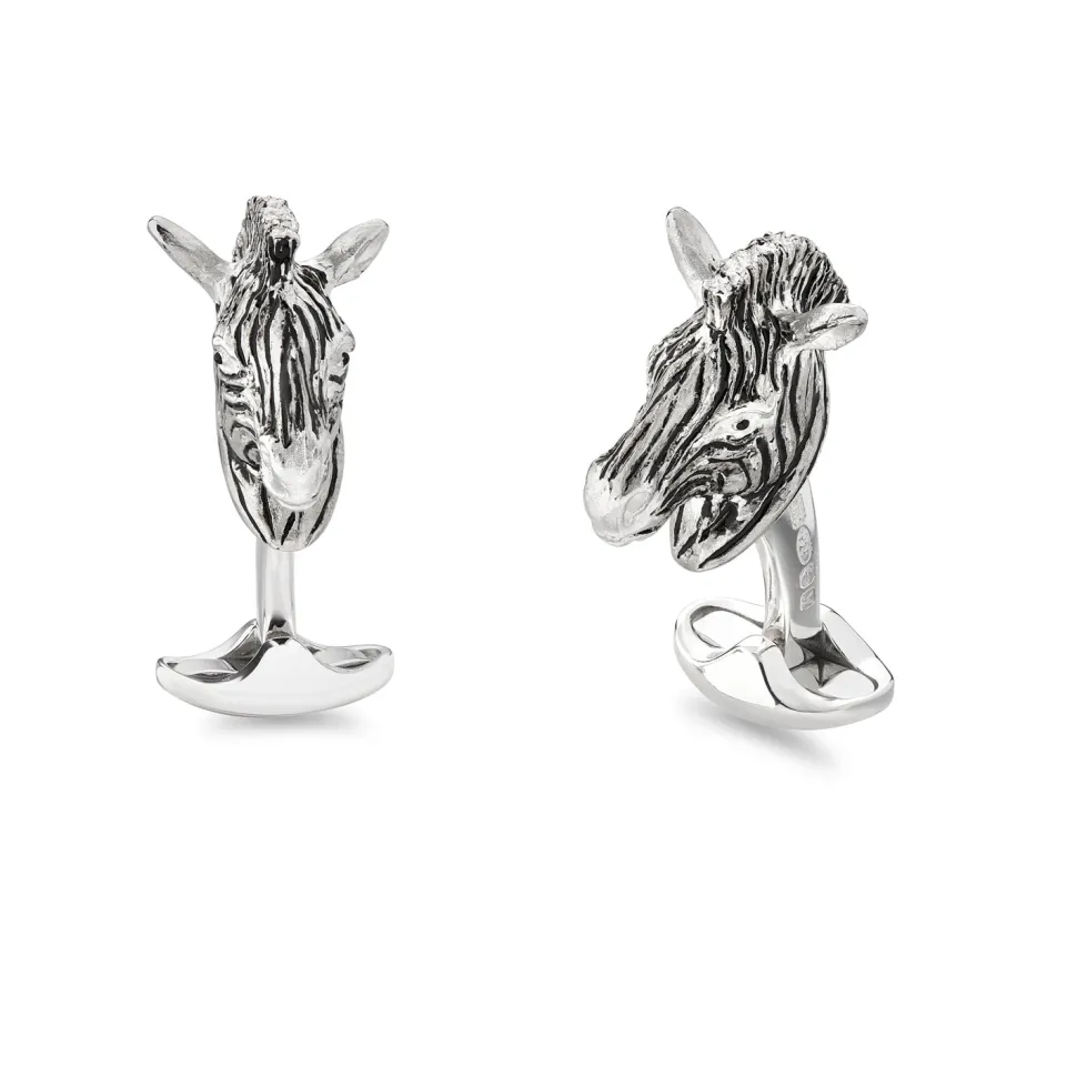 Sterling Silver Zebra Cufflinks