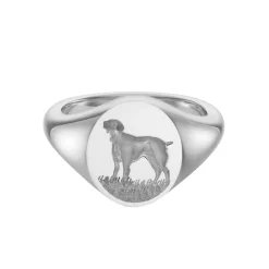 Sterling Silver Zodiac Signet Ring - 14x13mm Oval – Dog