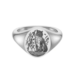 Sterling Silver Zodiac Signet Ring - 12x10mm Oval – Tiger
