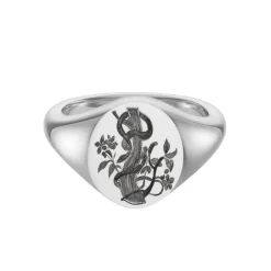 Sterling Silver Zodiac Signet Ring - 14x13mm Oval – Snake