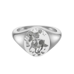 Sterling Silver Zodiac Signet Ring - 12x10mm Oval – Horse
