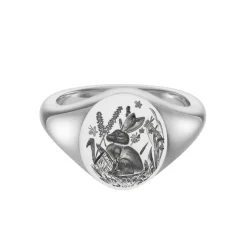 Sterling Silver Zodiac Signet Ring - 14x13mm Oval – Rabbit