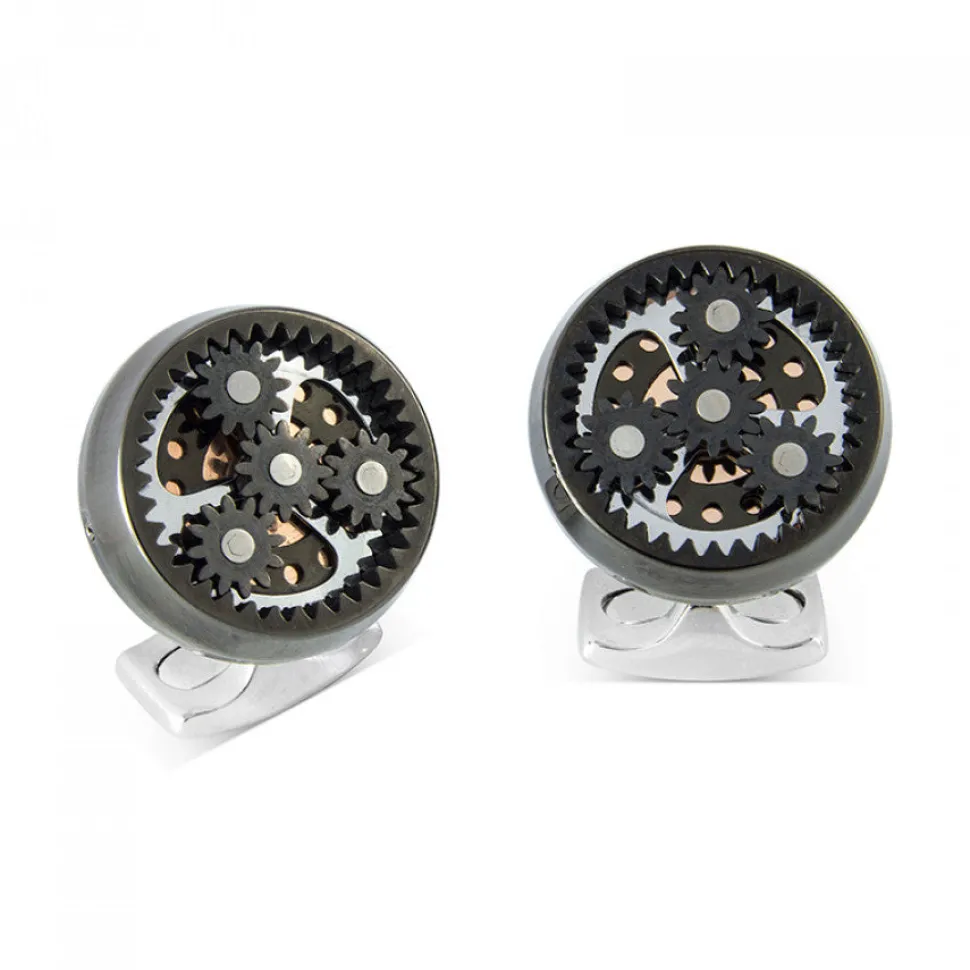 Sun & Planet Gear Cufflinks - Gunmetal Black
