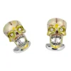 'Suspicious Death' Sterling Silver Enamel Skull Cufflinks