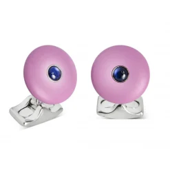 'The Brights' Lilac Round Cufflinks with Sapphire Centre