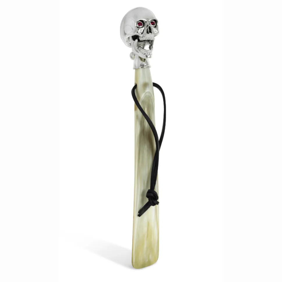 Travel Size Shoehorn with High Shine Skull Head
