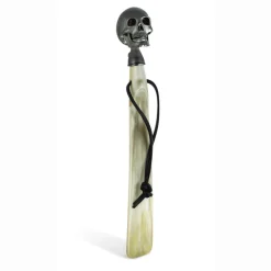 Travel Size Shoehorn with Matte Black Skull Head