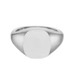 White Gold Cushion Signet Ring (14x13mm) – 18ct