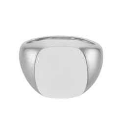 White Gold Cushion Signet Ring (16.5x15mm) – 9ct