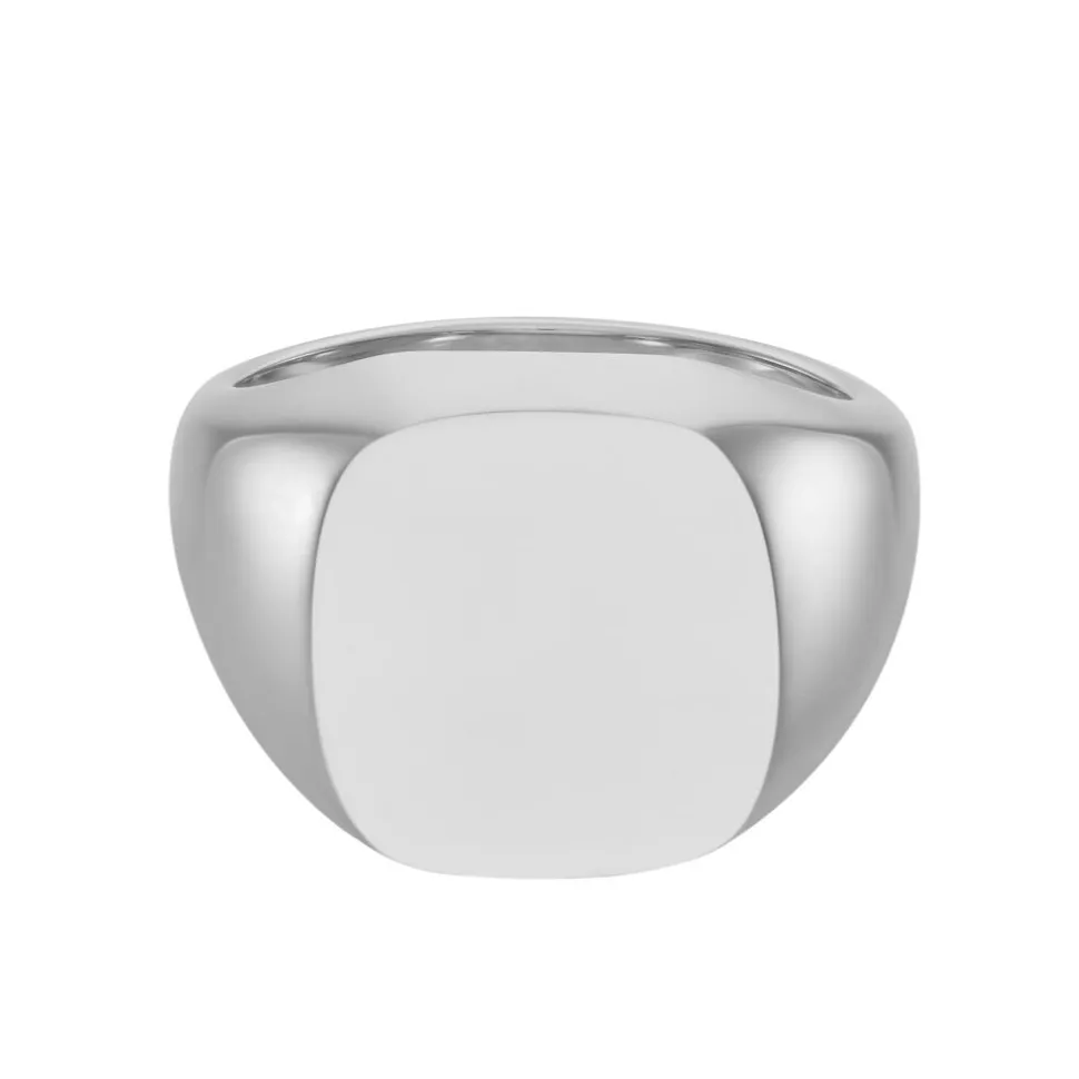 White Gold Cushion Signet Ring (16.5x15mm) – 9ct