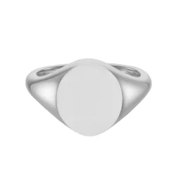 White Gold Oval Signet Ring (12x10mm) – 18ct