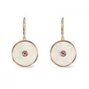 White Mother of Pearl Dreamcatcher Earrings with Pink Sapphire Gem