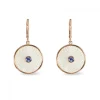 White Mother of Pearl Dreamcatcher Earrings with Blue Sapphire Gem